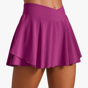CRZ YOGA Tennis Skirts for Women Crossover High Waisted Ruffle Layered Workout